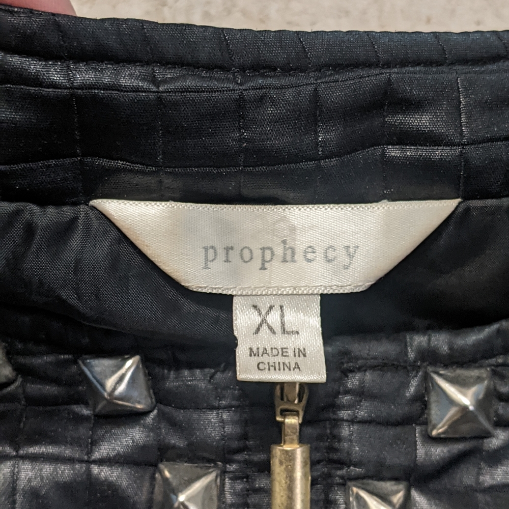 Prophecy XL Black Studded Polyester Biker Jacket - Picture 2 of 8